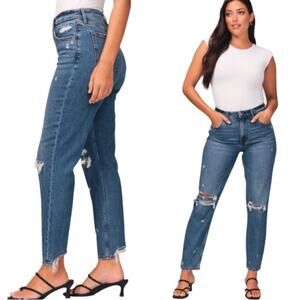 Abercrombie & Fitch Curve Love High Rise Mom Jean Distressed Denim Size 32 NWT